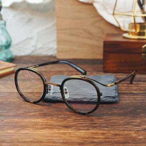 2021 Vintage Round Acetate Glasses Frame Men Women Retro Myopia Prescription Optical Eyeglasses Frame Japan Luxury Brand Eyewear