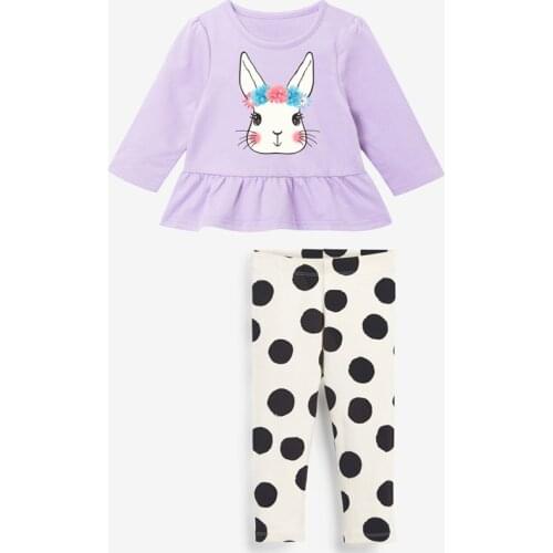 Baby Girls Clothes Suits Autumn Casual Newborn Clothing Sets Children Cartoon Shirt Sportsuit Polka Dot Pants Kids Outfits 2-7Y