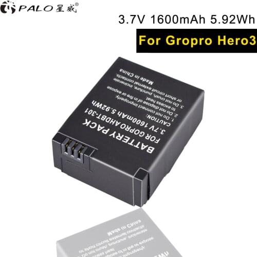 PALO new 1pcs digital camera battery AHDBT-301 302 rechargeable Battery case For GoPro/HERO3 12M 11M 5MAction camera accessories