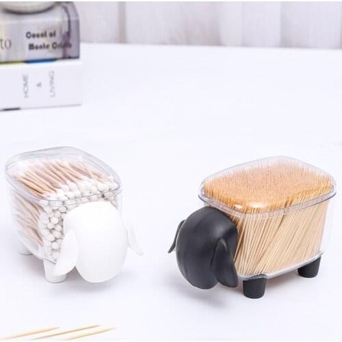 Plastic Cotton Swab Storage Box Desktop Rangement Makeup Organizer Creative Small Sheep Acrylic Container