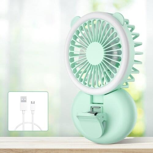 Portable Summer Outdoor Office USB Charge Selfie Light Fan Clip Mobile Phone Night Fill Light Live Lamp
