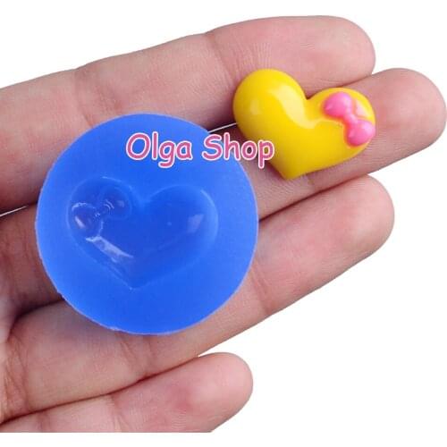 PYL460 15.4mm x 21.0mm Heart Silicone Mold Fondant Cake Decoration Candy Resin Clay Earrings Necklace Craft Soap Candle