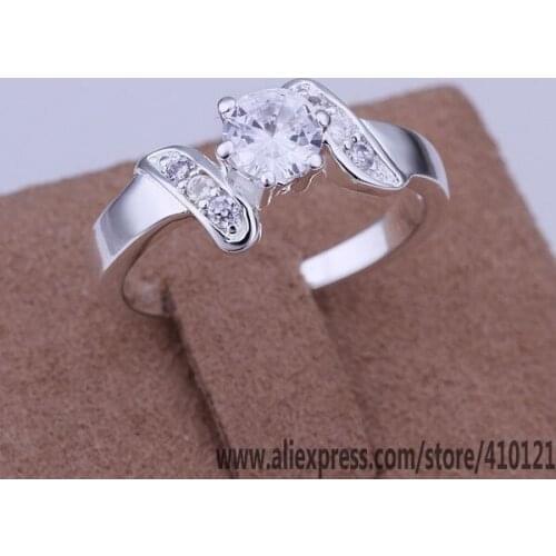 R155 Lucky Silver Color Rings For Women 925 Jewelry Women Accessories Free Shipping Fashion Inset Stone Ring /dusamlz