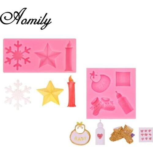 Aomily Silicone Cake Molds Snowflake Baby Bib Fondant Mold Chocolate Mold Cake Decorating Tools Sugarcraft Baking Accessories