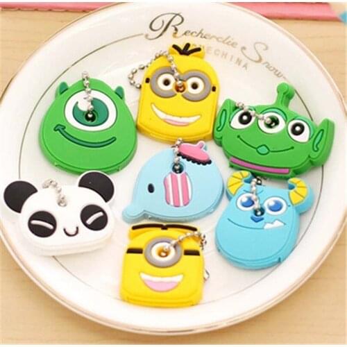 1Pcs Cartoon Keychain Silicone Protective Key Case Cover for Keychains Car Keyring Student Bag Key Rings Pendant Creative Gifts