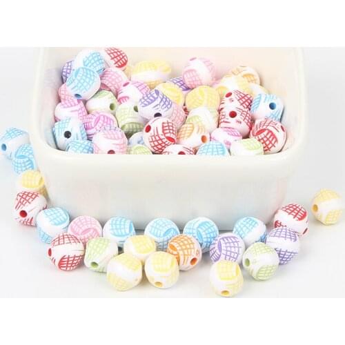 Mixed Round Mesh Acrylic Beads Charm Loose Spacer Beads For Jewelry Making DIY Needlework Bracelet Accessories