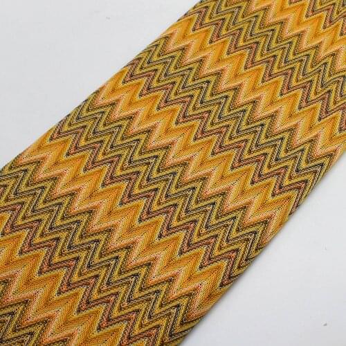 Knitting Lace Fabrics Zig Zag 1 Meter Yellow Wave Striped Soft Crocheted Lace Cloth Knitted Lace For Dress 150CM Wide 170g/Meter