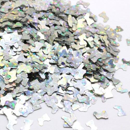 Ultra-thin Boots Shape 500grams Sequins PVC Flat Laser Silver Paillette For DIY Card Making Craft Color Collection