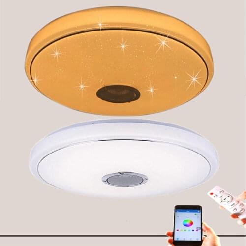 36/60W Round LED Ceiling Light Bedroom Colorful Smart Bluetooth Speaker Music Ceiling Lamp Fixture + Remote Control 170-265V