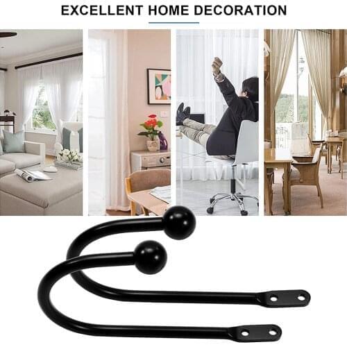 Curtain Holdbacks, 4Pcs U Shaped Hook Wall Mounted Tassel Curtain Tieback Hook Drapery Tiebacks Curtain Accessories