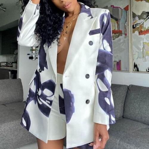 Hot Sale 2021 New Women Sets Autumn Long Sleeve Double Breasted Blazer Shorts 2 Piece Set Lady Casual Blazer Coat Suit