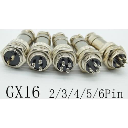 1set GX16-2/3/4/5/6 Pin Male & Female Diameter 16mm Wire Panel Connector GX16 Circular Connector Aviation Socket Plug
