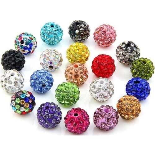 10mm 100pcs/lot hot mixed color white purple round loose clay hot berst crystal Beads bracelet necklace diy e3432