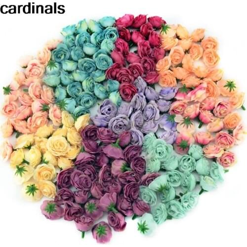 100pcs 2.5cm Mini Silk Artificial Rose Flowers Cloth For Wedding Party Home Room Decoration DIY Dress Accessories Fake Flowers