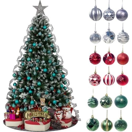 12pcs Christmas Balls Ornaments Shatterproof Christmas Tree Hanging Balls Silver Decorations Xmas Wreath Pendants Home Decor