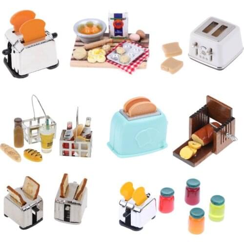 14 Styles 1/12 Scale Dollhouse Bread Machine With Toast Miniature Cute Decorations Toaster Dollhouse Mini Accessories