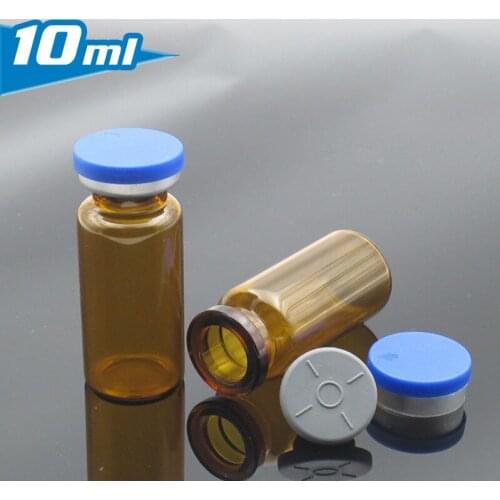 1500pcs / carton ,10 Ml Glass Bottles With Plastic Flip Off Cap And Grey Rubber Stopper
