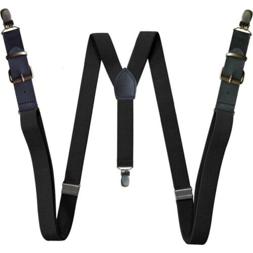 2.5 Adult black leather and leather straps fashion casual men and women suspenders