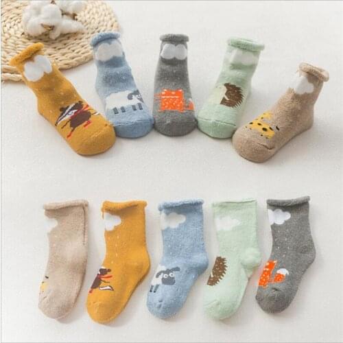 5Pairs/set Newborn Baby Socks Winter Warm Baby Boys Socks Toddler Cartoon Cotton Baby Girls Socks For Kids meia infantil