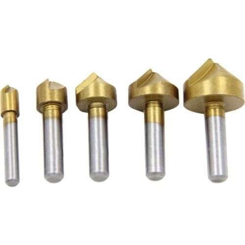 Fixmee 5pc High Carbon Steel Chamfering Device Drill Bit 90degree End Mill Cutter Surface