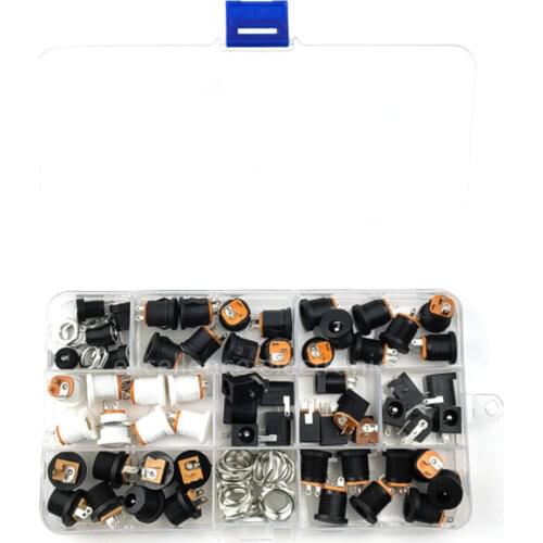 52Pcs DC022 DC022B DC005 DC012 DC021 5.5*2.5 5.5x2.1mm DC Power Socket/ DC Connector Panel Mounting Set