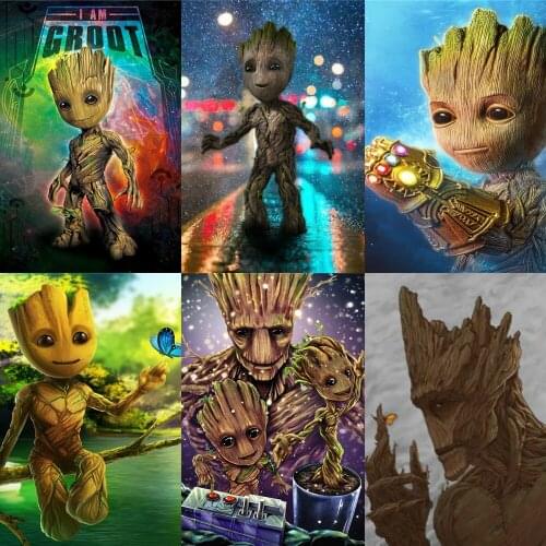 5D Diamond Painting Full Square Disney Miracle Groot Tree People Cross Stitch Kits Diamond Embroidery Mosaic Home Decoration