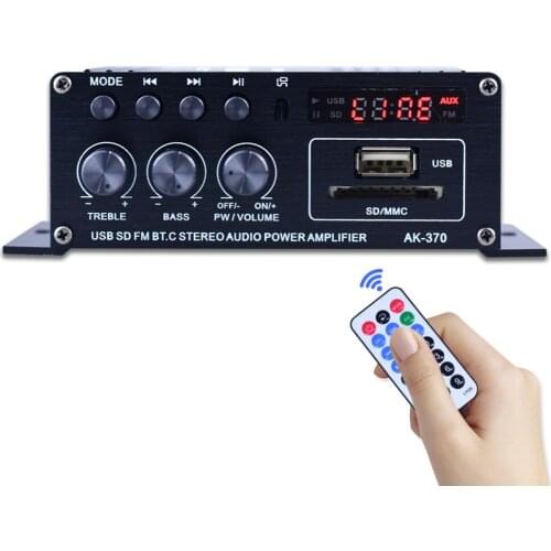 AK370 Mini Audio Power Amplifier Portable Sound Amplifier Speaker Amp for Car and Home