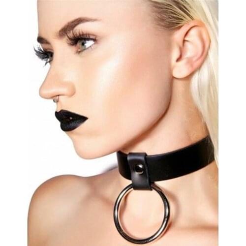 BAFEI Harness Leather Collar Bondage Bdsm Arnes Fantazi Seks Pastel Goth Leather Choker Harness Belt Holographic Necklace Party