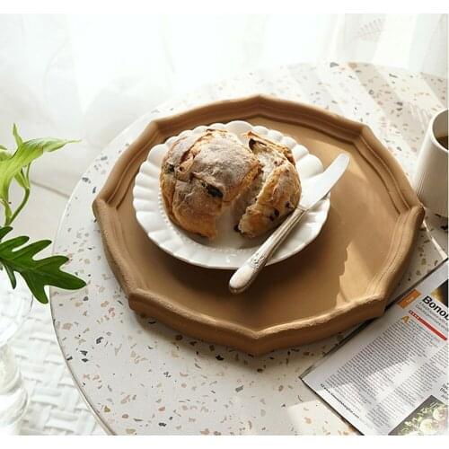 Retro White Wooden Dessert Tray Fruit Tea Food Tray Cake Table Decor Display Storage Tray Color Dish Kitchen Tableware Tray 1PC