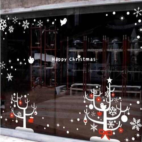 Large Christmas Sticker X mas Decal Posters Vinyl Wall Decals Decor Mural Glass Shop Window Home Decoration