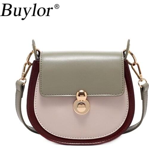 Buylor Women Crossbody Bags PU Leather Contrast Color Fashion Small Shoulder Bag Female Handbags And Purses Travel Bags