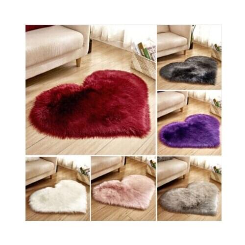 Love Heart Shape Fur Rugs Long Hairy Rug Bedroom Soft Area Mat Blue White Pink Shaggy Carpet Artificial Wool Sheepskin Baby Room