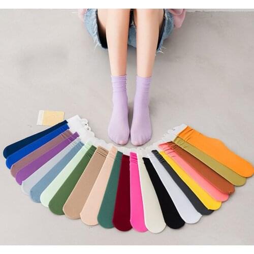 Two pairs of/New velvet socks, womens stockings, ice socks, candy color, womens socks, Japanese and Korean summer thin style