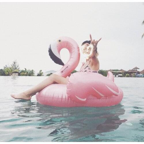 150cm Giant Flamingo Inflatable Air Mattress Float Bed for Swimming Pool Adult Swimming Ring Summer Beach Party Pool Toy