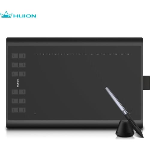 Huion H1060P Graphic Drawing Tablet Micro USB 12 Express Keys Digital Painting Battery-Free Passive Pen