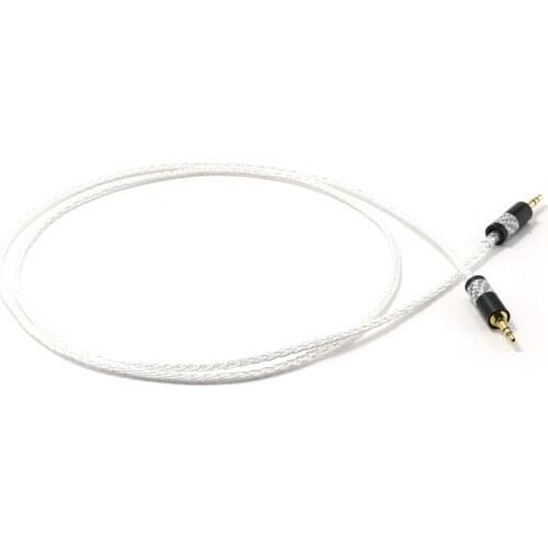 Hi-end 8 Cores Silver Plated 3.5mm to 3.5mm Stereo Male Upgrade Cable HIFI audio car aux cable