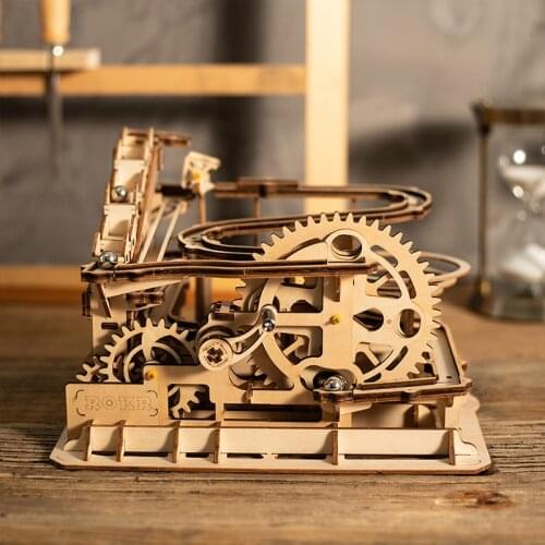 4 Kinds Marble Run Game DIY Waterwheel Wooden Model Building Kits Assembly Toy Gift for Children Adult dropshipping