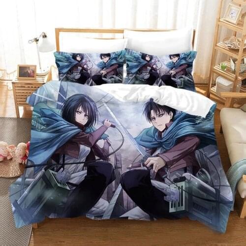 3D Printed Bedding Set Duvet Covers Anime Attack on Titan Pillowcases Comforter Bedding Set Bedclothes Bed Linen (NO sheet)