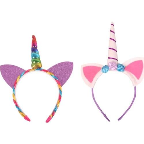 Colorful Floral Cute Animal Rabbit Ear Unicorn Tower Shape Baby Girl Headwear Birthday Party Flower Hair Accessories