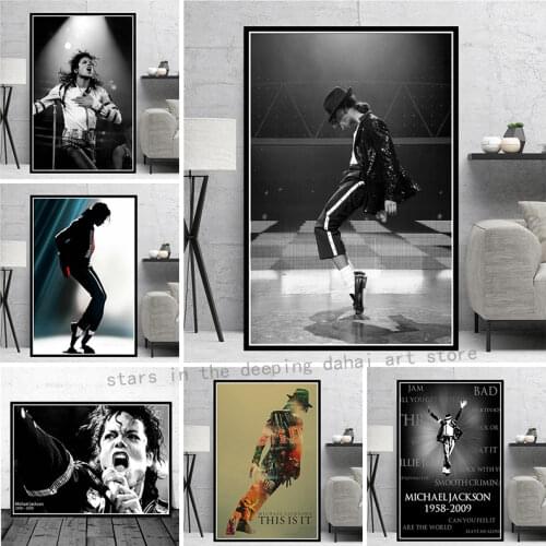 Michael Jackson Classical Dancer Singer Portrait Canvas Painting Poster and Prints Black and White Wall Art Pictures Home Decor