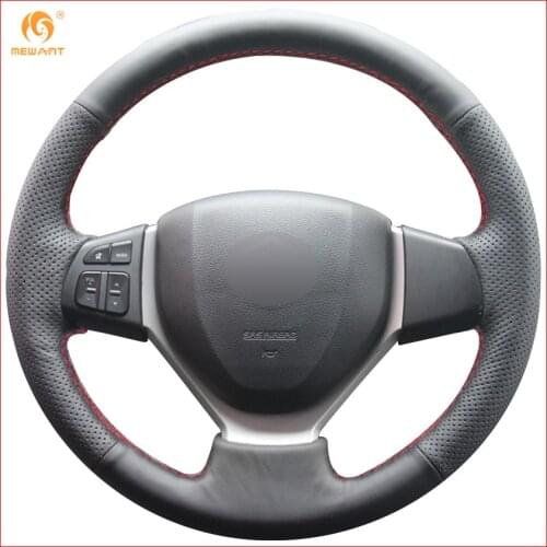 MEWANT Black Genuine Leather Car Steering Wheel Cover for Suzuki CELERIO S-CROSS SX4 2013 2014 Suzuki Vitara 2015 Interior Parts