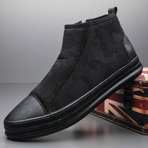 Mens High Top Canvas Boots Mens Shoes Cotton Shoes Trend 2020 New Winter Tide Shoes Sneakers Casual Shoes