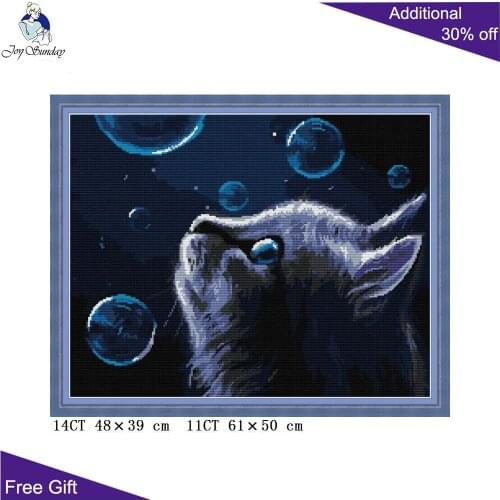 Joy Sunday Night Cat DA368 14CT 11CT Stamped and Counted Home Decoration Blue Eyes Cat Craft Needlework Cross Stitch Kits