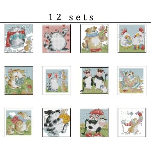 Free Delivery Top Quality Lovely Counted Cross Stitch Kit Margaret Sherry Cats Cat Dog Chicken Cow Mouse Animal