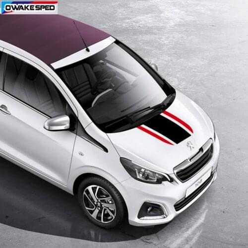 Racing Sport Stripes City Car Styling Hood Stickers Auto Bonnet Engine Cover Decor Vinyl Decal For Peugeot 108