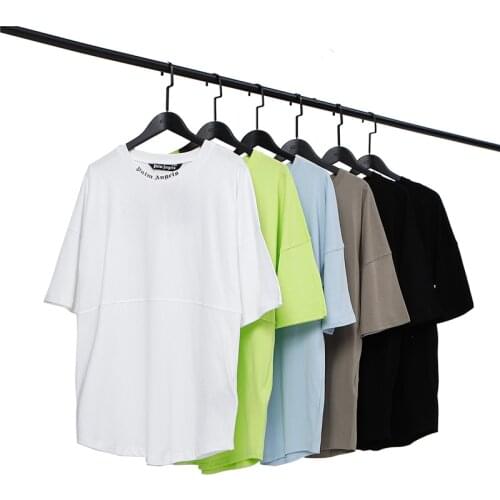 Palm Angels Letter Logo Men Women Lovers Models Fashion Loose Casual Cotton Short Sleeve Round Neck T Shirt Boyfriend Gift