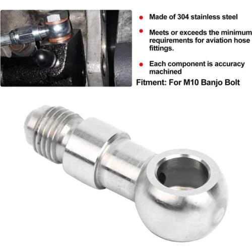 Banjo Adapter Fitting Stainless Steel 10mm/0.4in (AN4 AN 04) for M10 Banjo Bolt Vehicle Accessory