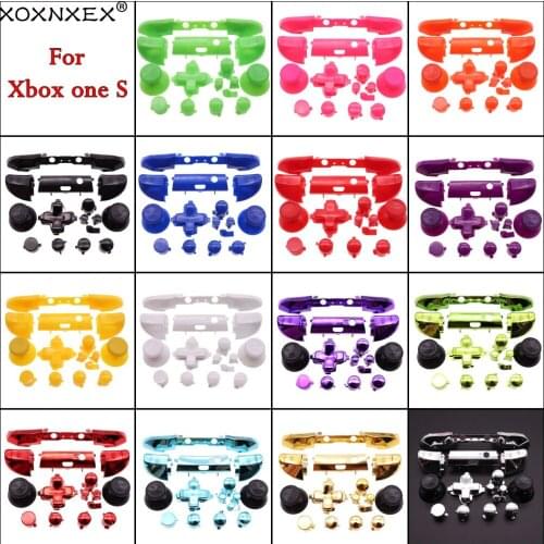 Full Sets Chrome Button Replacement For Xbox One S Dpad ABXY Trigger Grips stick Parts for Xbox One S Controller