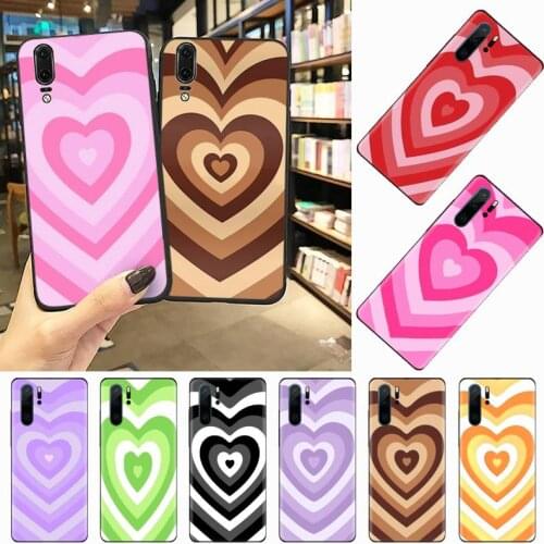 Pink Heart Circle Latte Love Coffee Heart Phone Case funda For Huawei honor Mate P 10 20 30 40 Pro 10i 9 10 20 8 x Lite