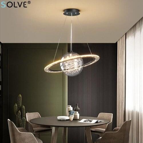 Modern and Simple LED Chandelier Creative Transparent Glass Ball Lamp Living Room Children Bedroom Dining Room Decorative Lamp
